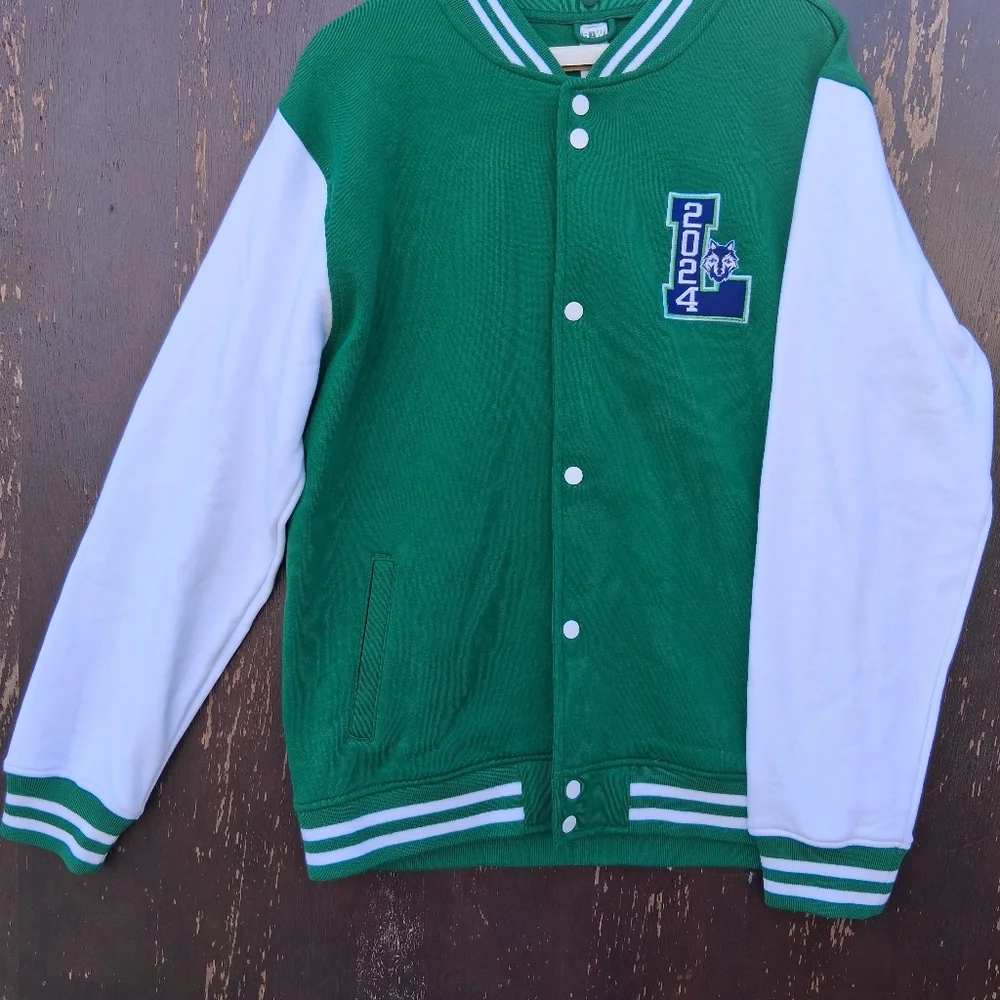 Men's Green and White Varsity Jacket